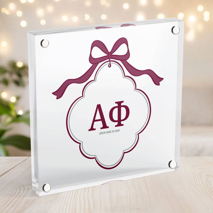 Alpha Phi - Scallop Acrylic Block for wholesale by Aspen and Lark