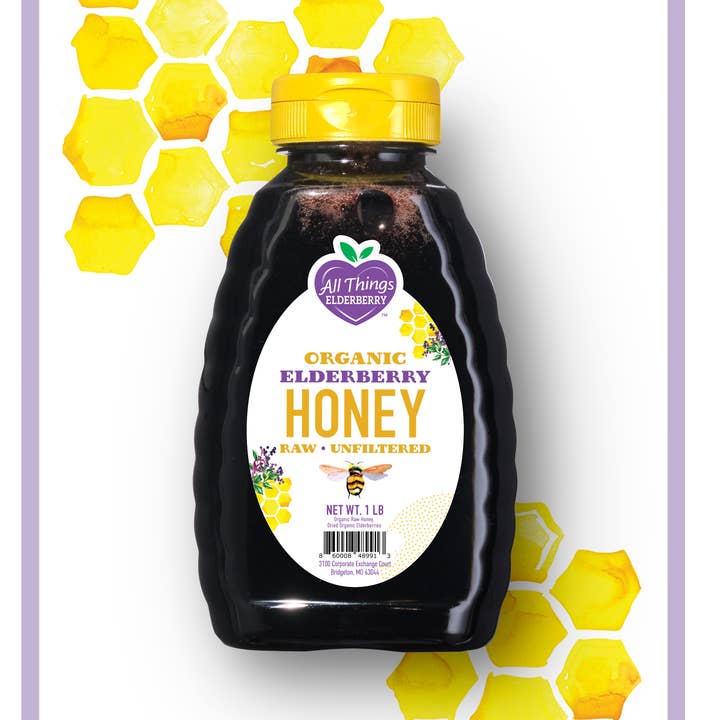Elderhoney - Miel de sureau biologique pour la vente par All Things Elderberry