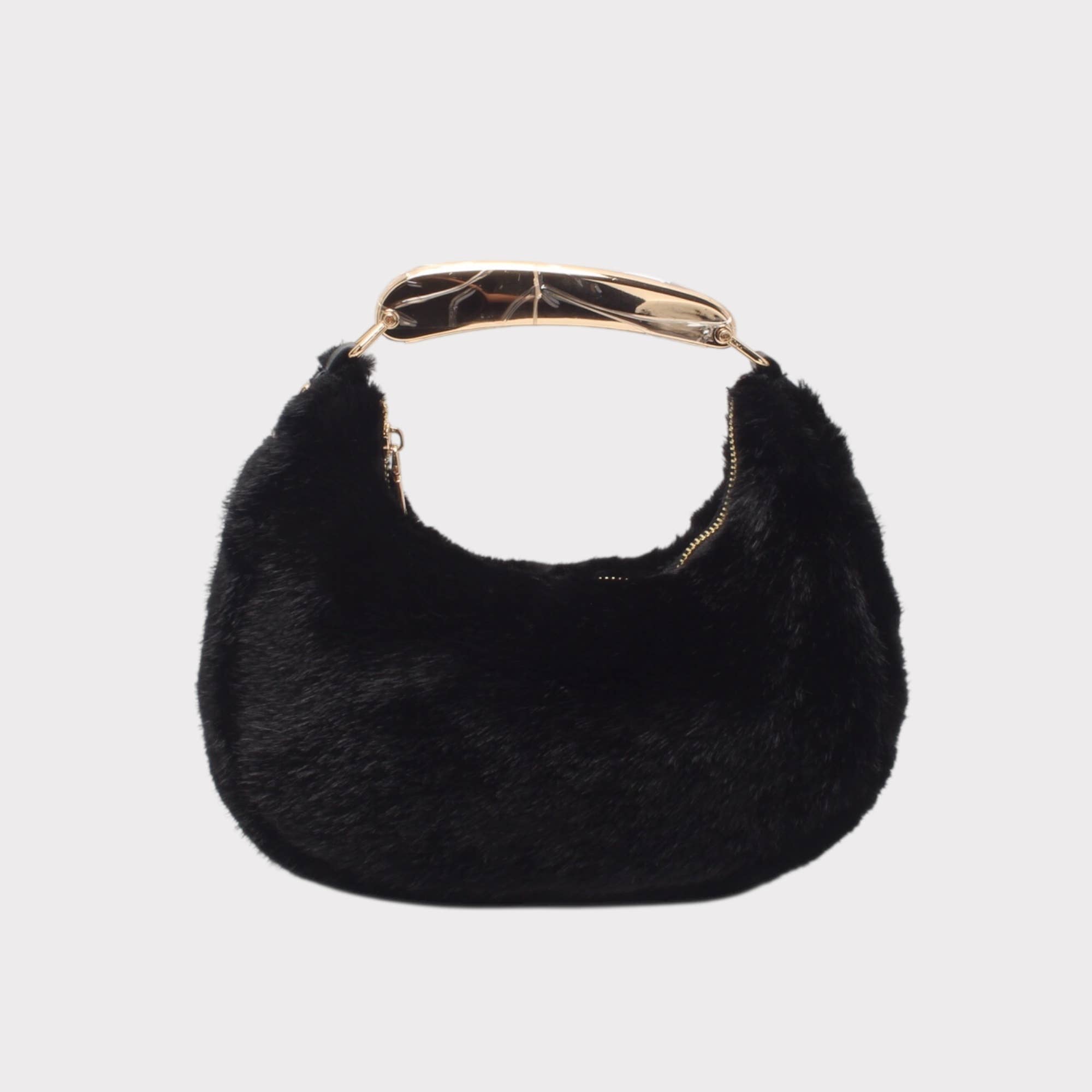 BESTINI - Wholesale Messenger Bag - Women's - Fur shoulder bag with wrist strap, zip closure3
