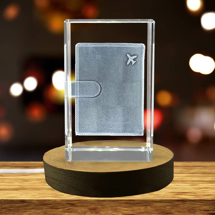 Sikr din rejse: 3D-indgraveret krystalrejsepas for engroshandel hos AB Crystal Collection