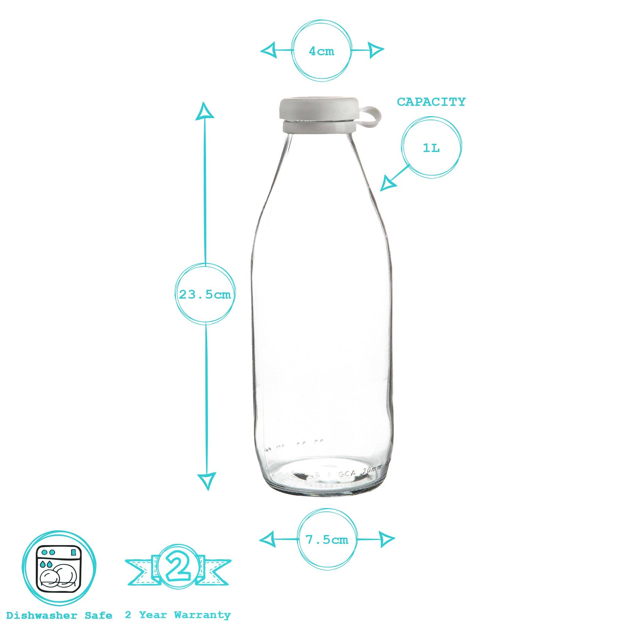 Rinkit Ltd – wholesale Milk/juice bottle – Argon Tableware Glass Milk Bottle with Silicone Lid - 1L5