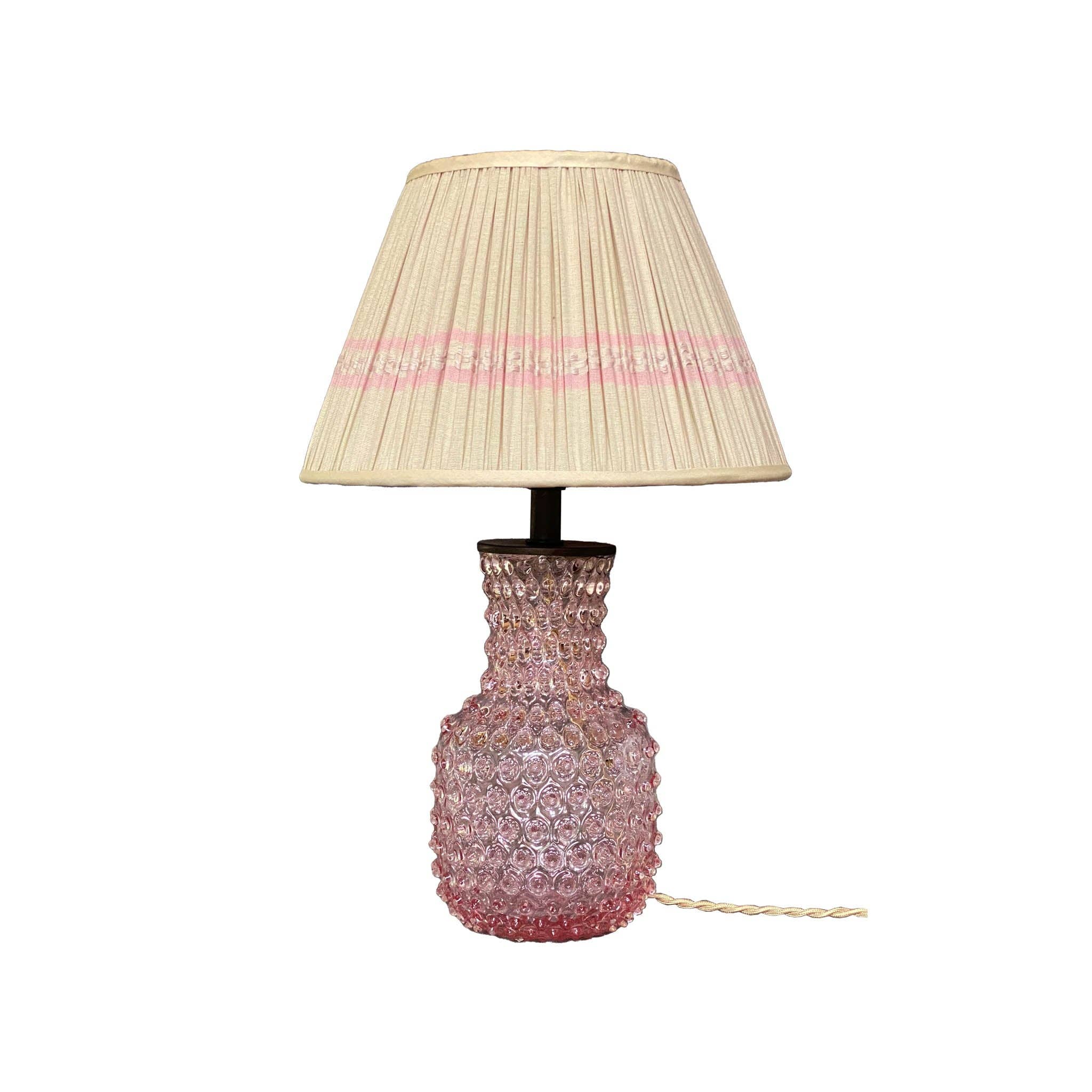 Samarkand Design - Wholesale Accent/Desk Lamp - Anika Pink Hobnail Glass Lamp Base0