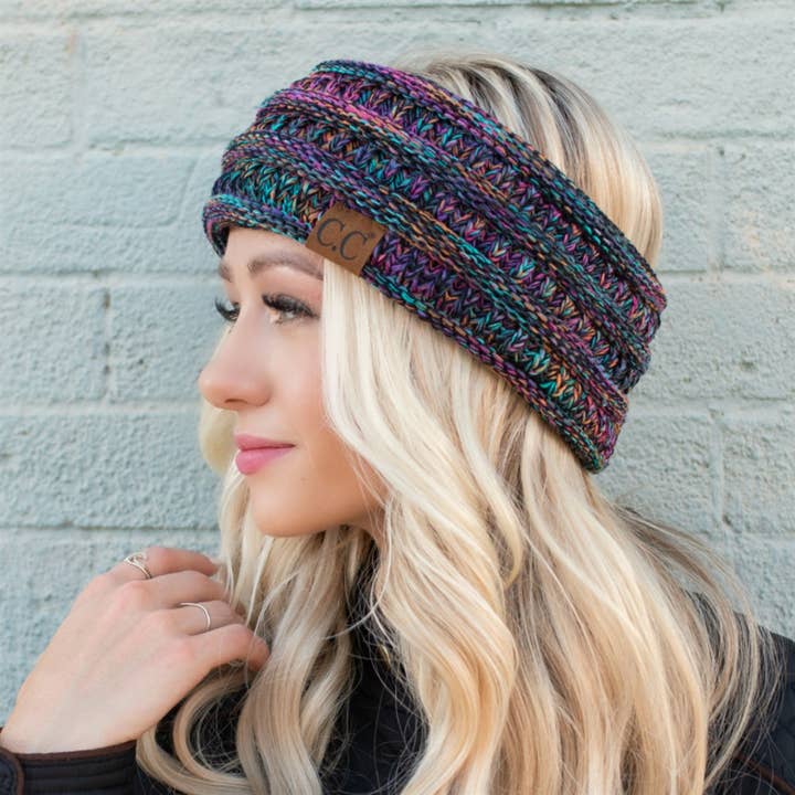 Truly Contagious - Wholesale Fashion Headband - Women's - CC Multi Color Sherpa Lined Women's Headwrap ( HW-826 )
