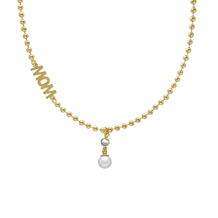 Kort halsband Mother pärla i silver för wholesale av Victoria Cruz