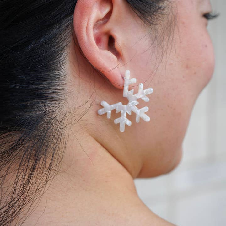 Spiffy & Splendid - Wholesale Hoop Earrings - Snowflake Hoops - Cream // Christmas, Holiday, Jewelry, Earrings9