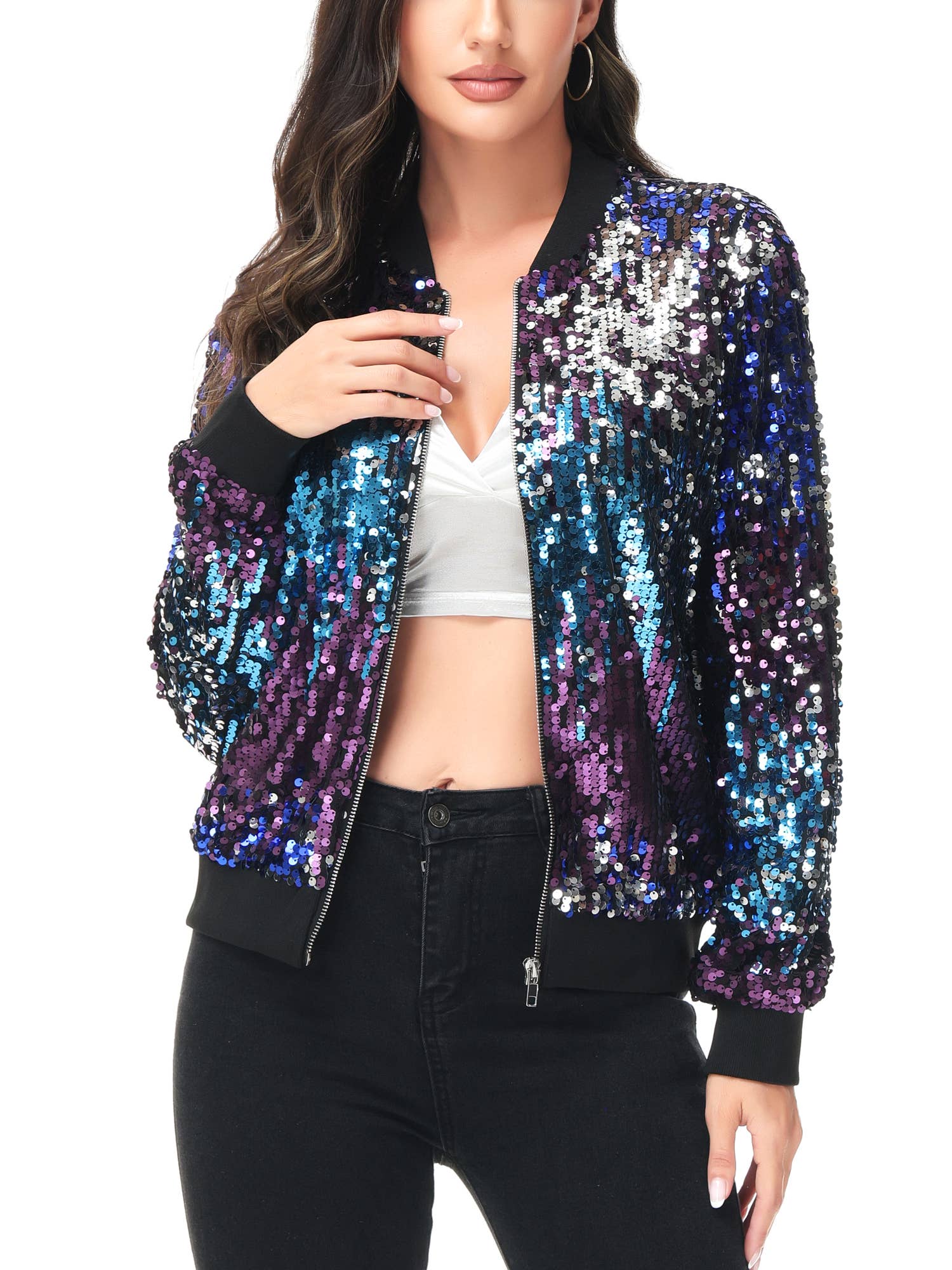 Anna Kaci Wholesale - Vente Bombers – femme - Blouson aviateur zippé à sequins44
