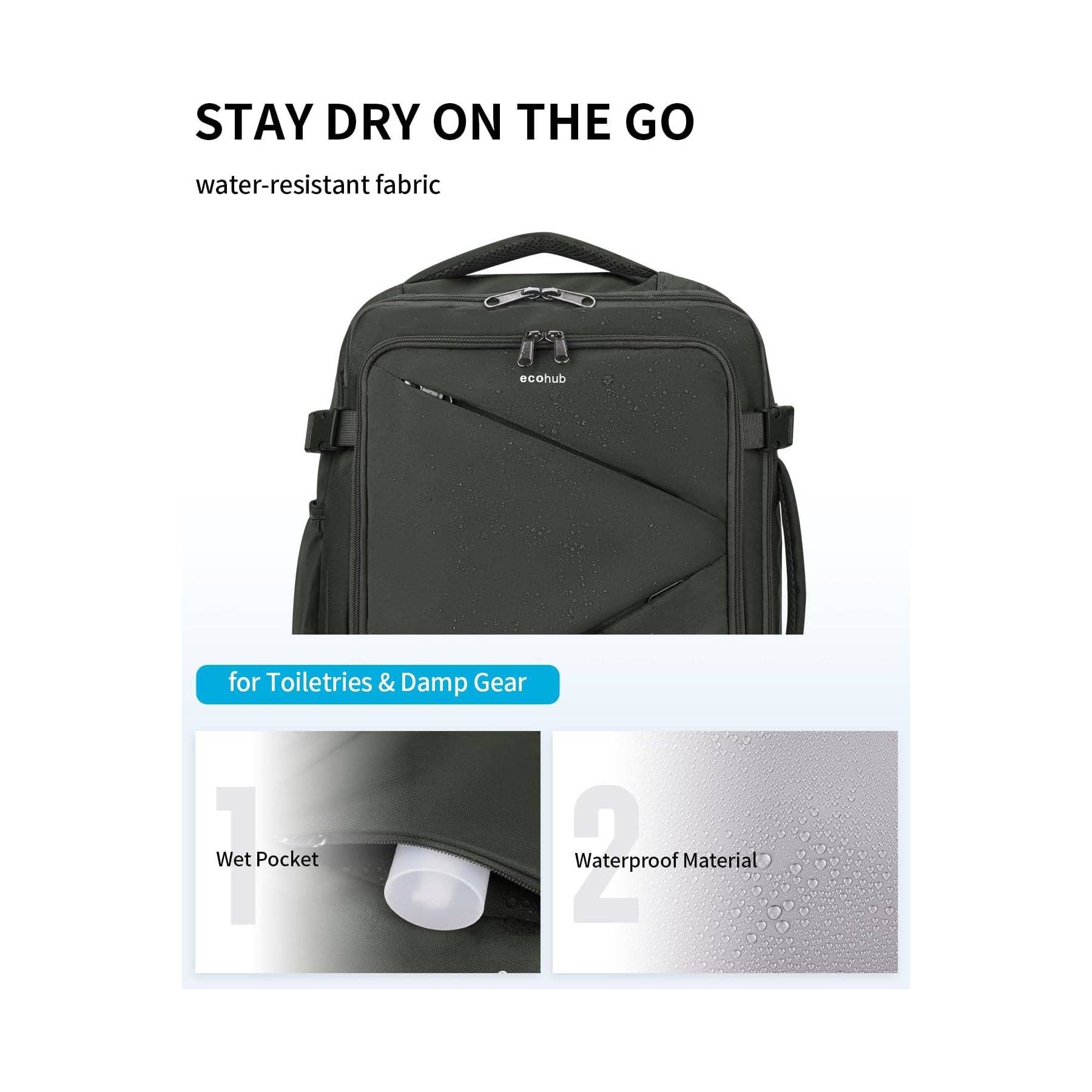 wandf - Vendita all'ingrosso Zaino - Unisex - Zaino da viaggio ECOHUB Carry On per laptop da 17 pollici, 12 tasche13