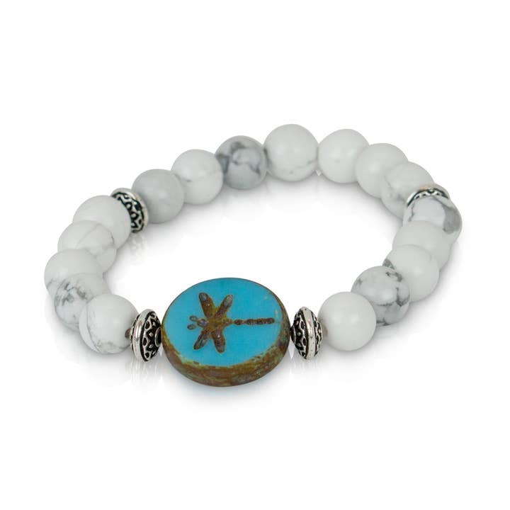 Howlite Dragonfly Bracelet for wholesale by Sacred Celebrations