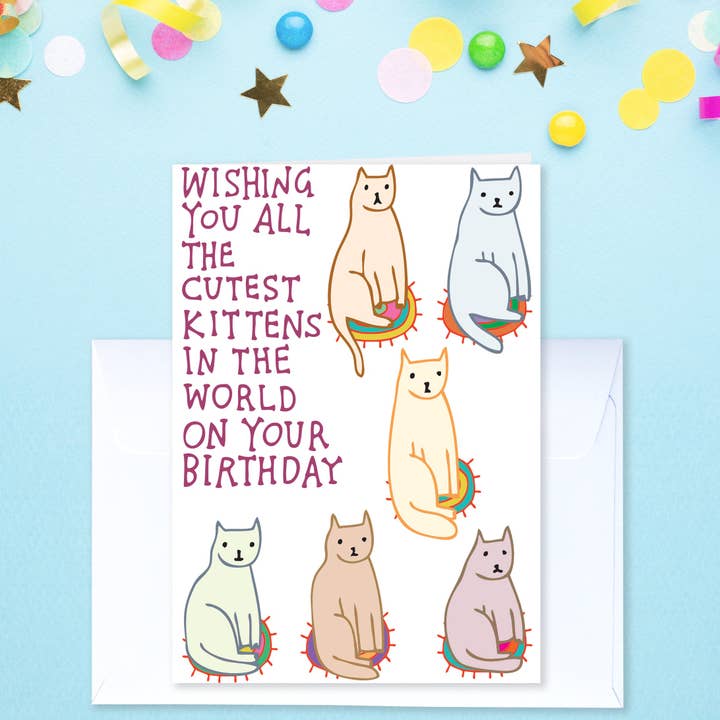 Wishing You All The Cutest Kittens - Birthday Card for wholesale by Able And Game