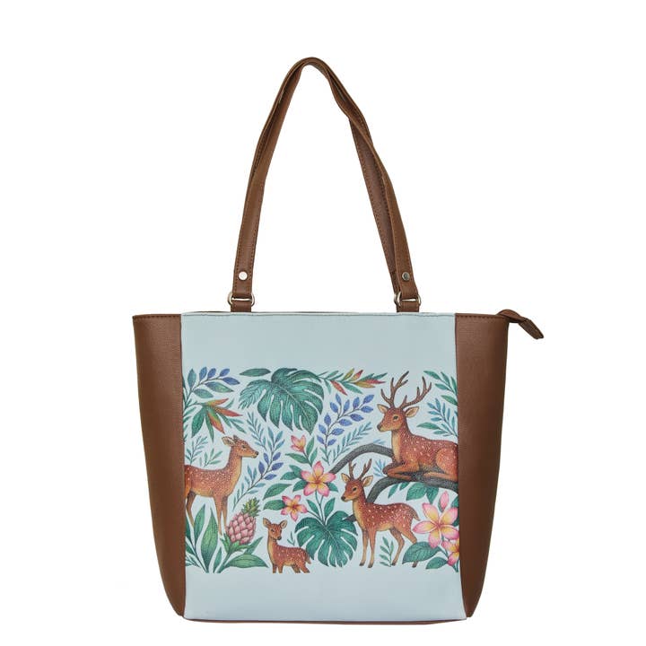 Women’s Deer Print Leather Shoulder Tote Bag, Handbag Purse for wholesale by Sishka Ltd