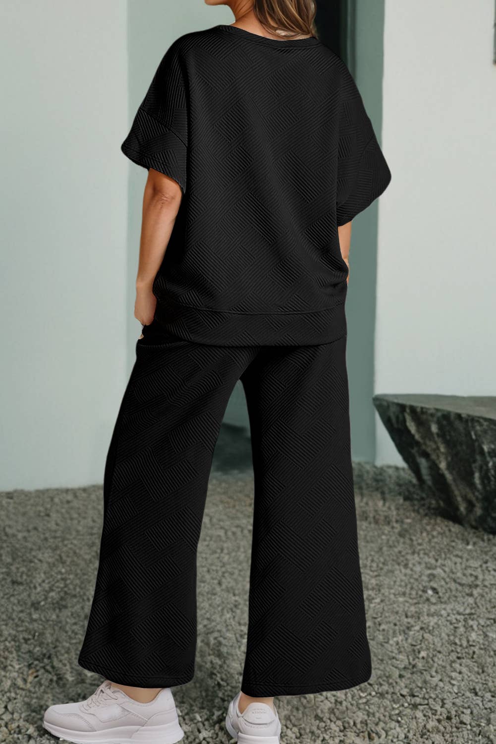 Aapparella - Wholesale Lounge Set - Women's - Women Multi-colored Textured T Shirt and Pants Set | S-2XL22