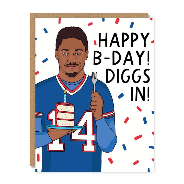 Happy B-Day! Diggs In! Card Buffalo Bills Stefon Diggs for wholesale by Tiny Buffalo Designs Co.