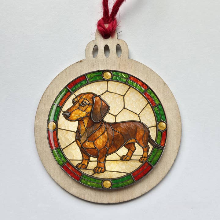 Dachshund Double-Sided Christmas Ornament for wholesale by All Things Cherrie