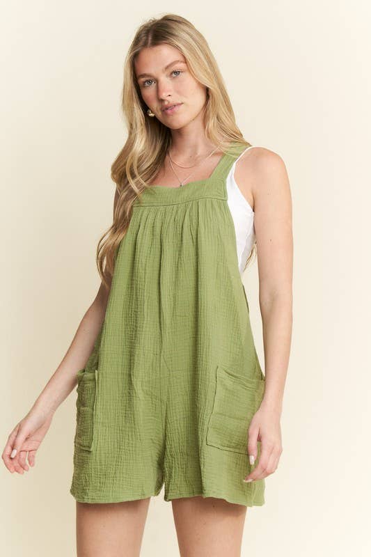 JADE BY JANE - Wholesale Romper - Women's - PLUS SIZE GAUZE SQUARE NECK WIDE LEG ROMPER1