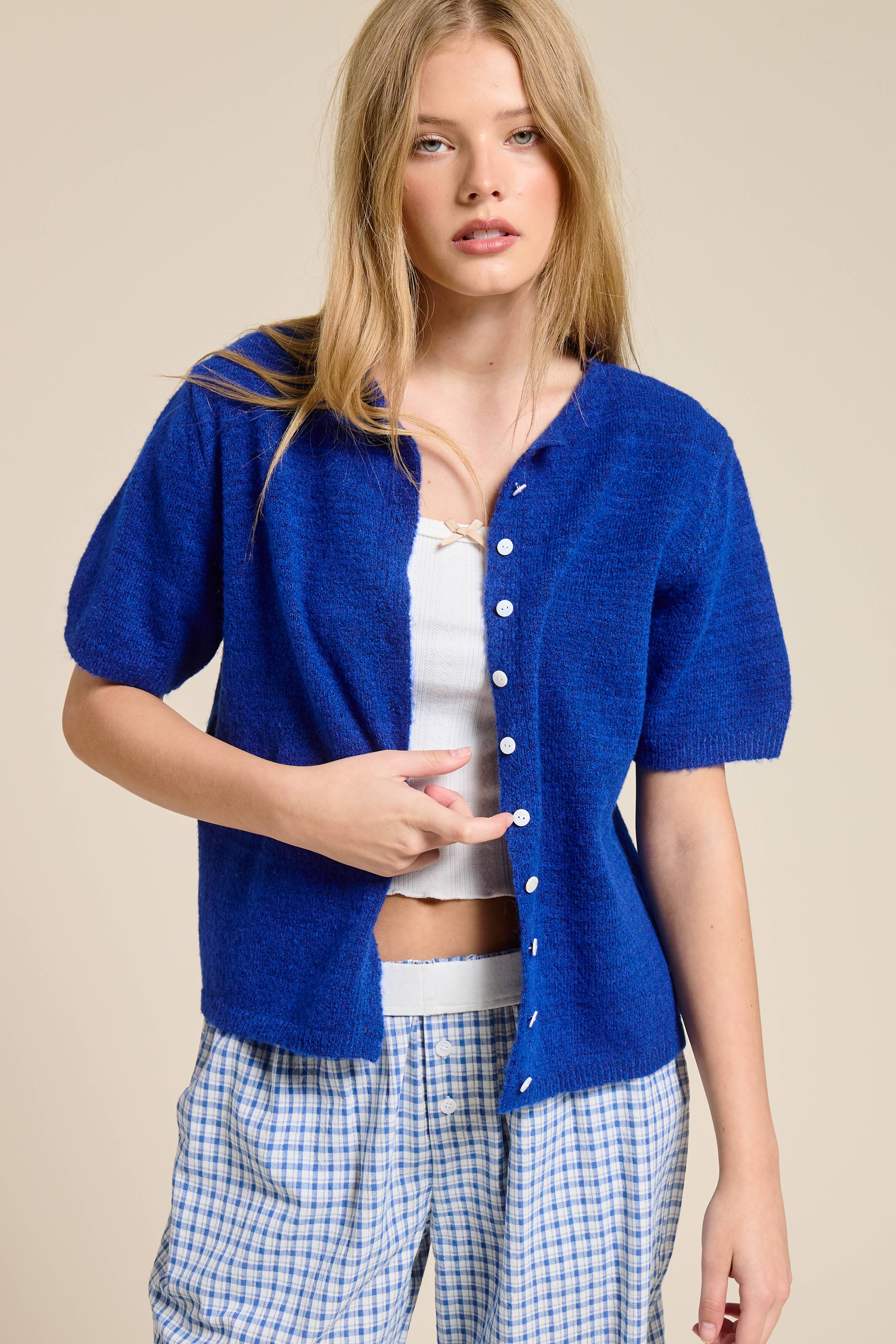 Mimosa - Wholesale Cardigan - Women's - Short Sleeve Button Down Cardigan Top32