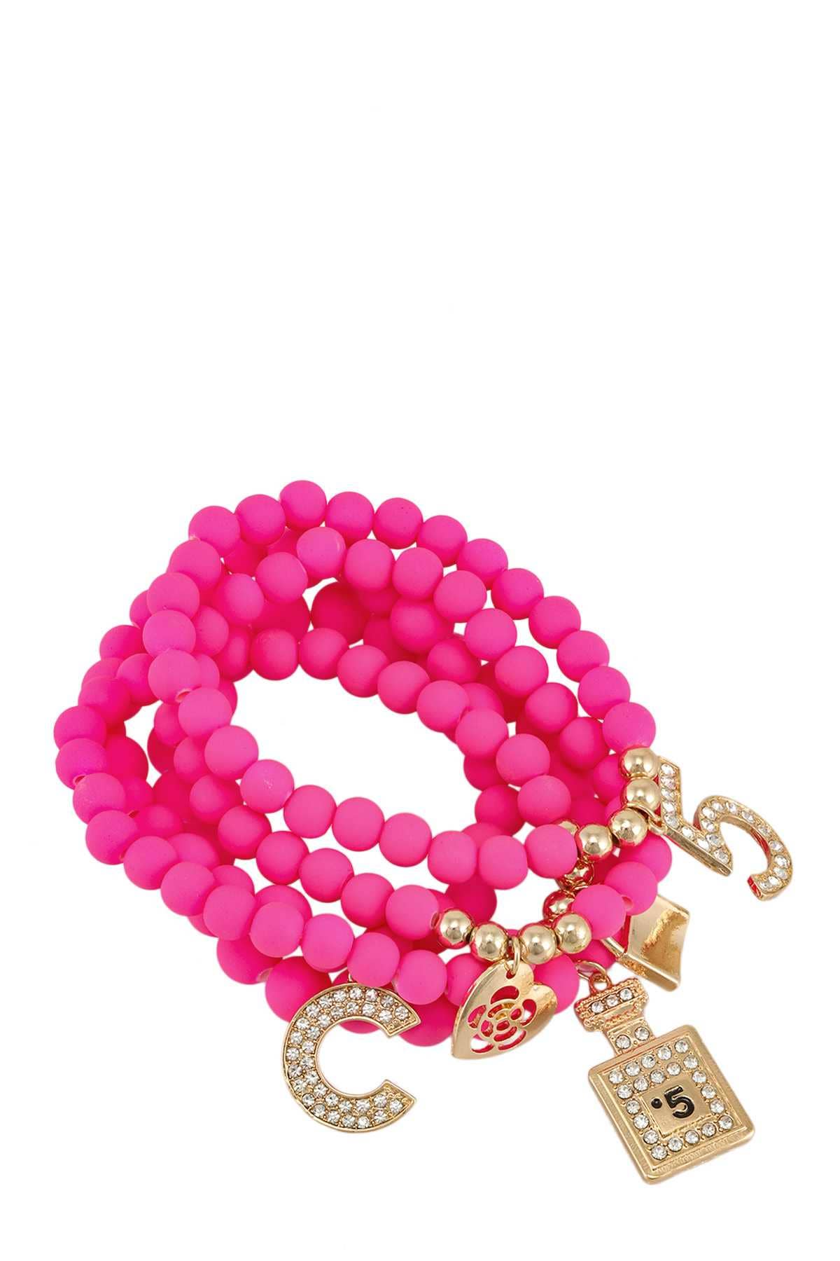 anbfashion - Wholesale Charm/Dangle Bracelet - Multiple Charm Beads Stretchable Bracelet 1239-19