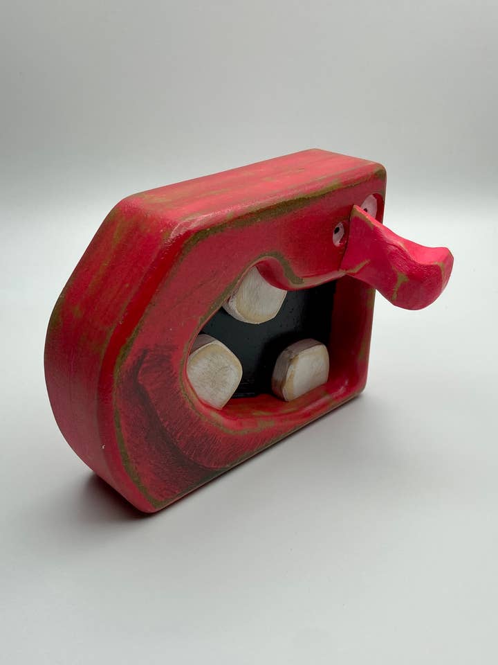 Original Pink Monster Wall Mounted Sculpture for wholesale by Aaron Butcher Art