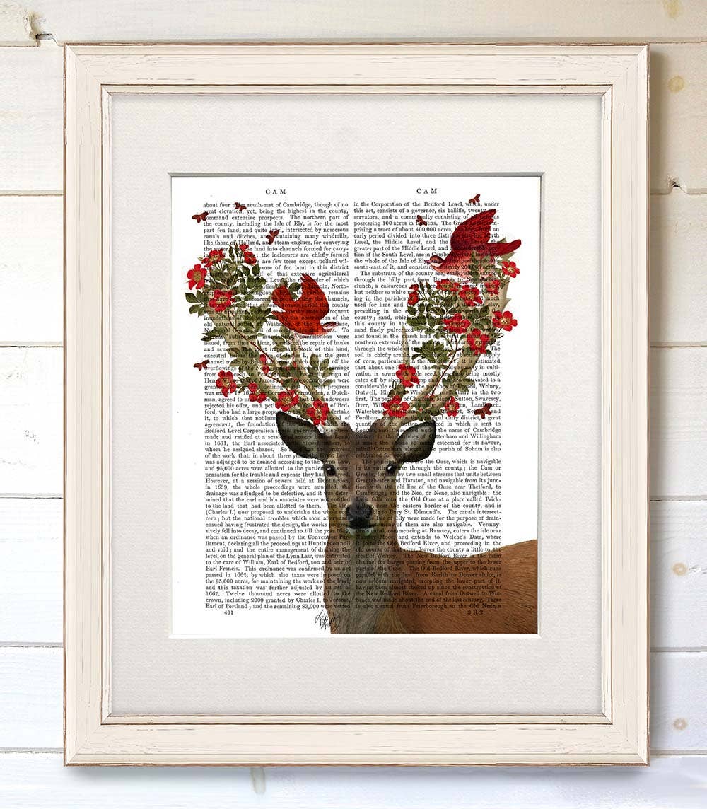 FabFunky Ltd - Wholesale Art Print - Deer and Love Birds Book Print / Art Print / Wall Art1