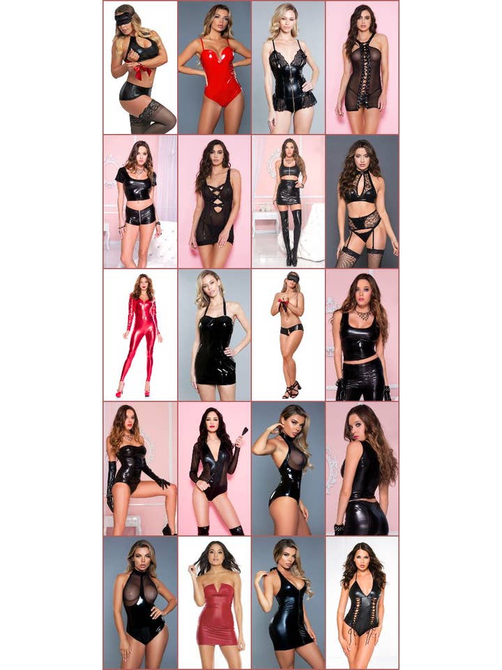 Lingerie Mart - Wholesale Lingerie Set - Women's - WETPAK10 - Wet Look Lingerie Assorted Package - #1 Seller!