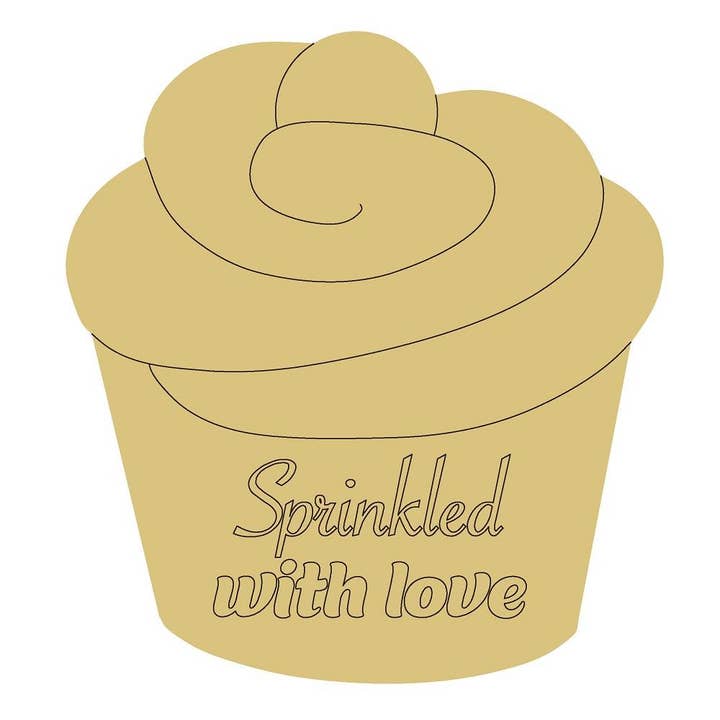 Drysset med kærlighed Cupcake Design af linjer ufærdigt træ for engroshandel hos Diverse Woodworking