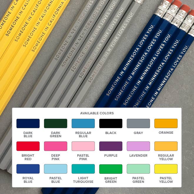 Huckleberry Letterpress - Wholesale Pencil - Custom Foil Stamped Pencils - Pencil Pack of 52