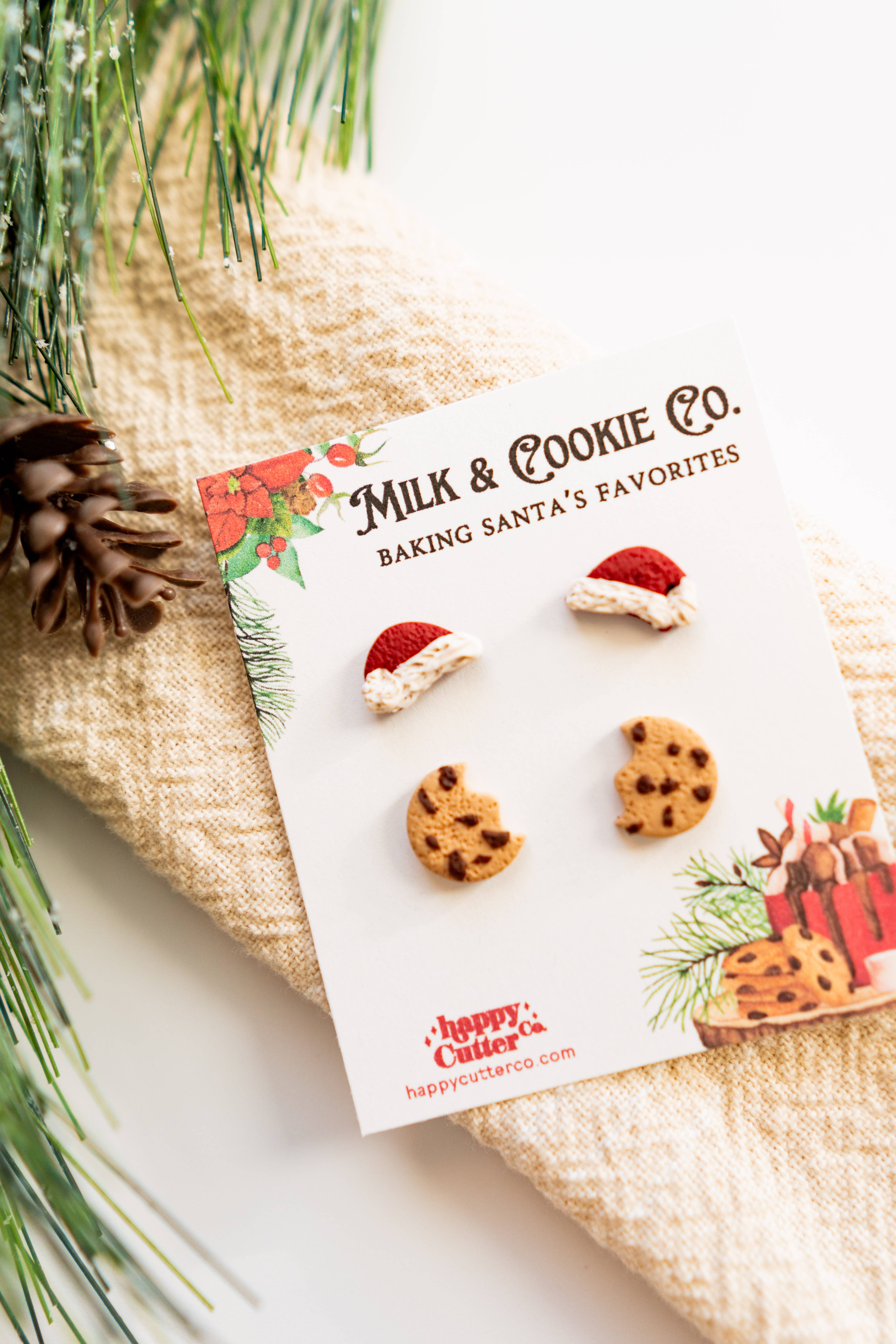 Happy Cutter Co - Wholesale Stud/Post Earrings - Fun Holiday Studs | Santa's Milk and Cookies Christmas Studs1