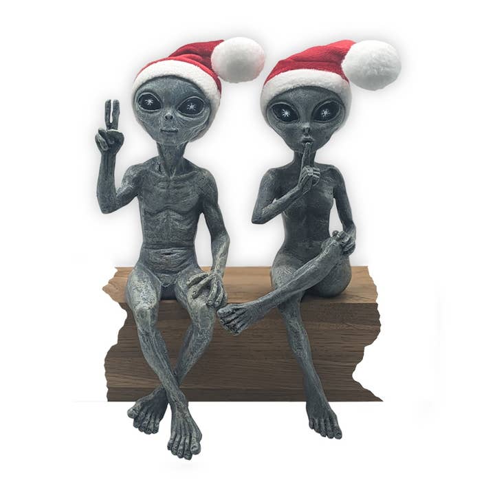 John Bernard & Company - Wholesale Decorative Figurine - Alien Christmas Decoration Alien Statues Ledge Loungers