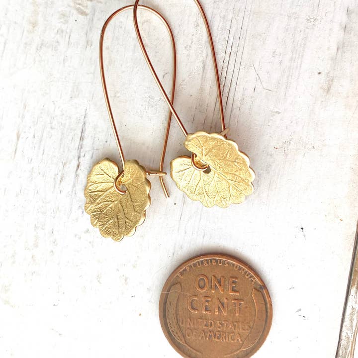 Red Truck Designs - Wholesale Dangle Earrings - Leaf Earrings Gold Lily Pad Earrings Woodland Jewelry
