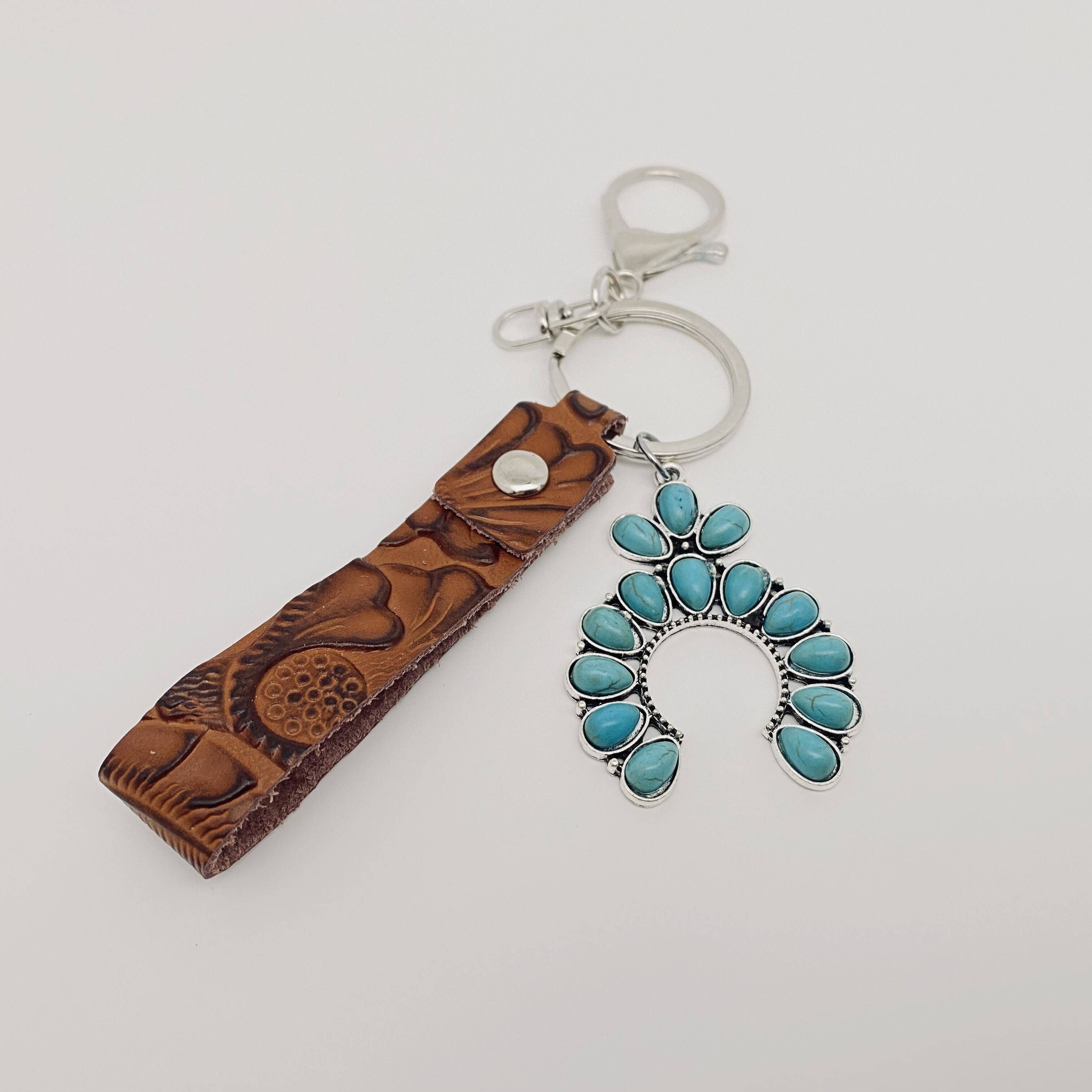 Mio Queena – wholesale Keychain – Women's – Leather Western Style Turquoise Pendant Keychains  - WJ0