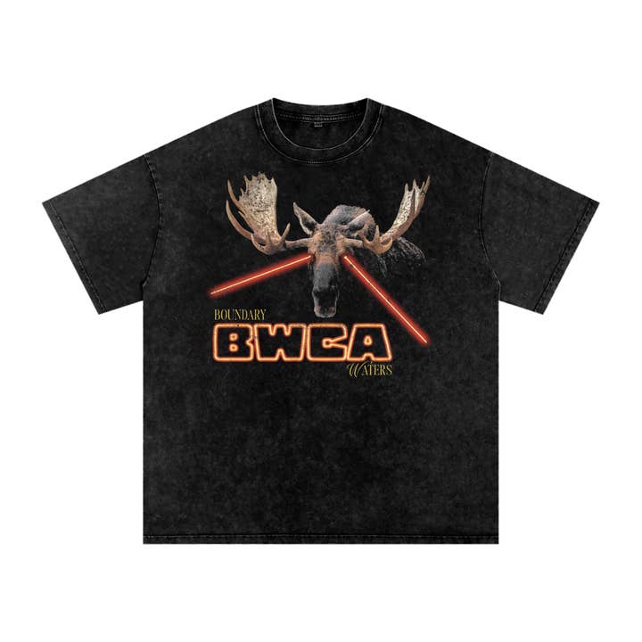 BWCA Lazer Moose Acid Wash Oversized Tee for wholesale by Thieves' River