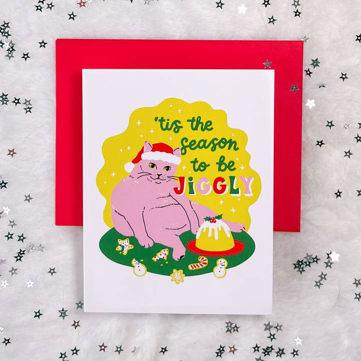5 Eye Studio - Wholesale Christmas Card - Jiggly Season Cat A2 Card2