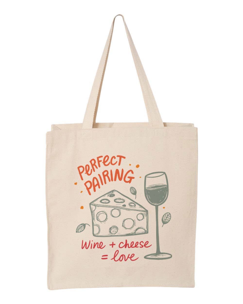 DaisyChainDesignCo – wholesale Tote bag – Women's – Wine And Cheese Canvas Tote Bag 1