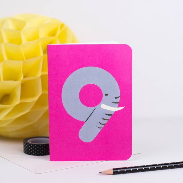 9 - Tarjeta de Número de Animal Elefante para venta al por mayor de Love Poppet