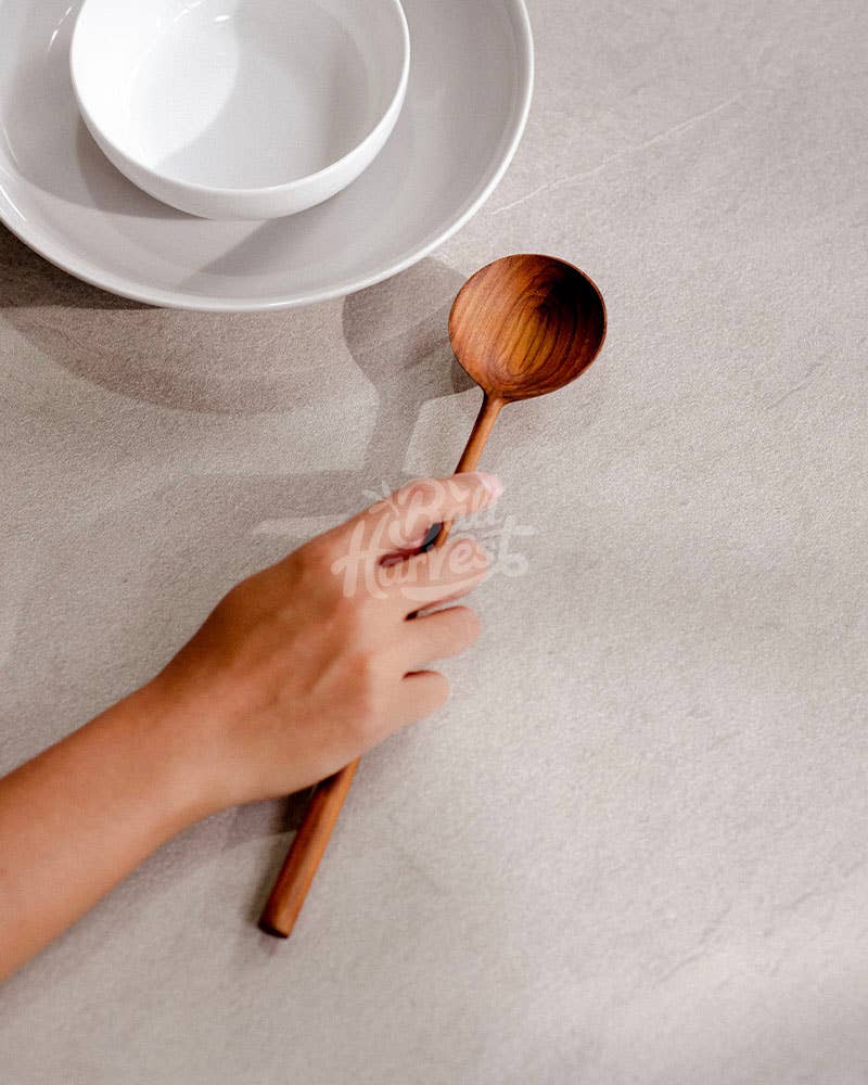 Bali Harvest - Wholesale Serving Utensil - Round Teak Bowl Wooden Spoon - Breakfast Dessert Serving2
