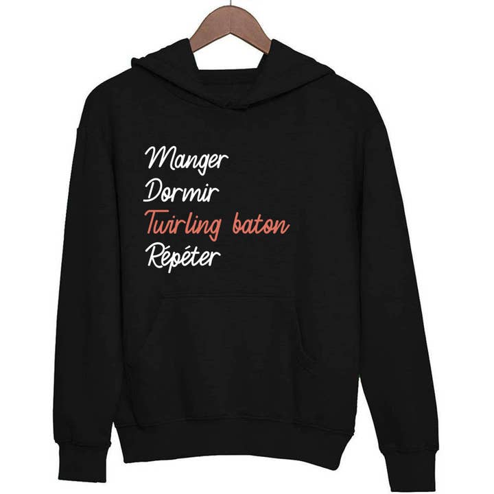 Baton Twilling Hoodie | Eat Sleep Repeat por atacado de Planetee