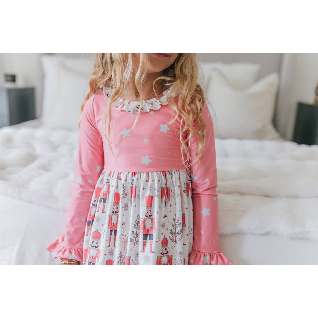 Oopsie Daisy - Wholesale Nightdress - Kids - Girls Pink Star Nutcracker Christmas Holiday Lounge Gown