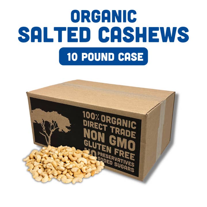 Mavuno Harvest Organics - Wholesale Nuts - Organic Roasted Cashews with Sea Salt, 10 pound bulk case