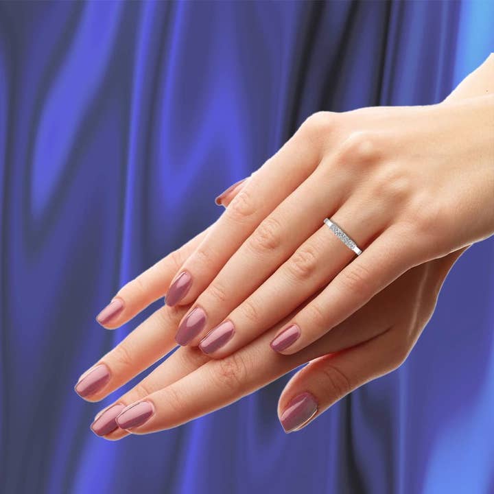 TimeLe$$ Classics - Vente Bague avec plusieurs pierres - Alliance en diamant naturel à cinq pierres 1/2 CTTW en or 14 carats3