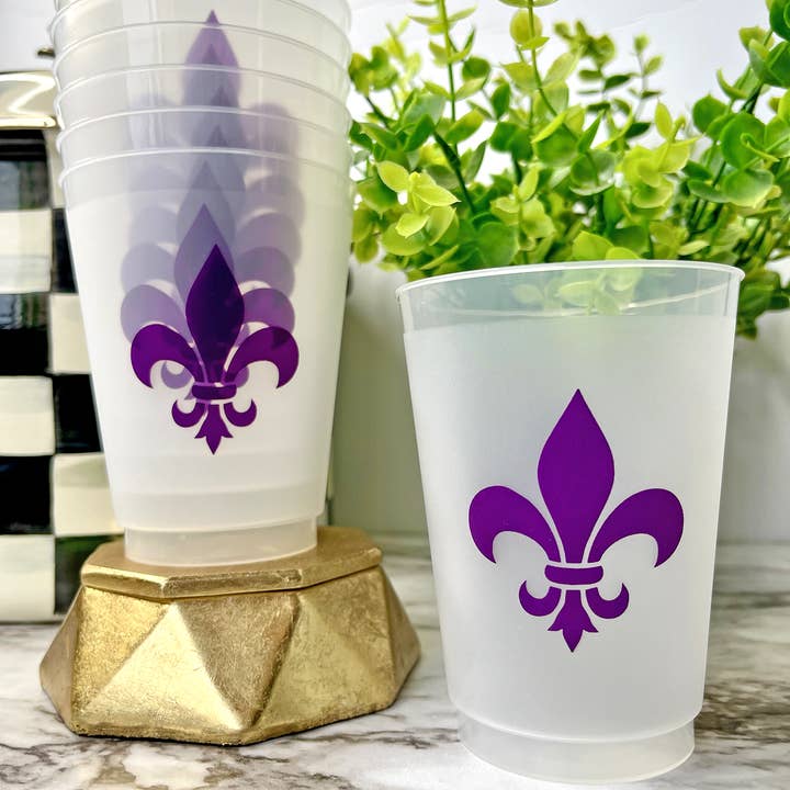 Katherine Designs & Co. - Vente Gobelets jetables - Cocktail Stadium Game Day Cup, Frost Flex fleur de lis