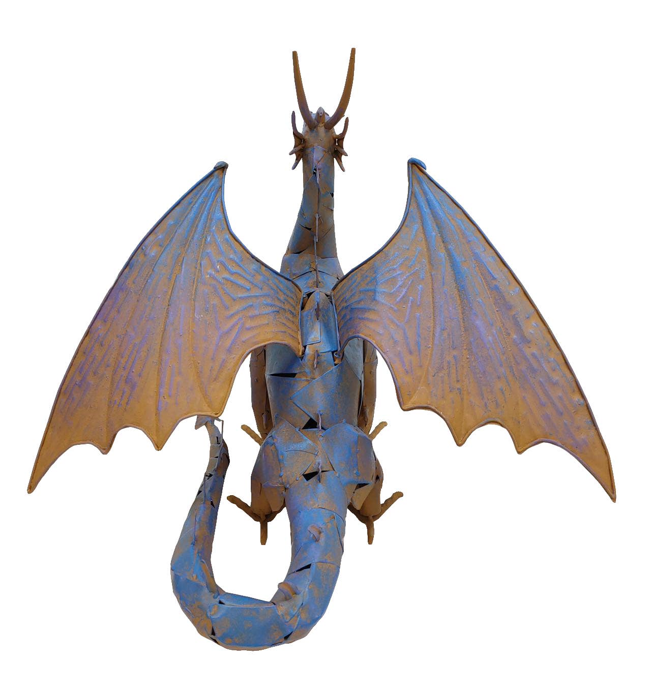 Continental Art Center - Wholesale Sculpture - Rustic Metal Big & Small Dragon Statues1