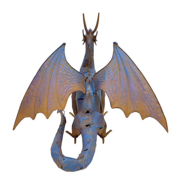 Continental Art Center - Wholesale Sculpture - Rustic Metal Big & Small Dragon Statues1