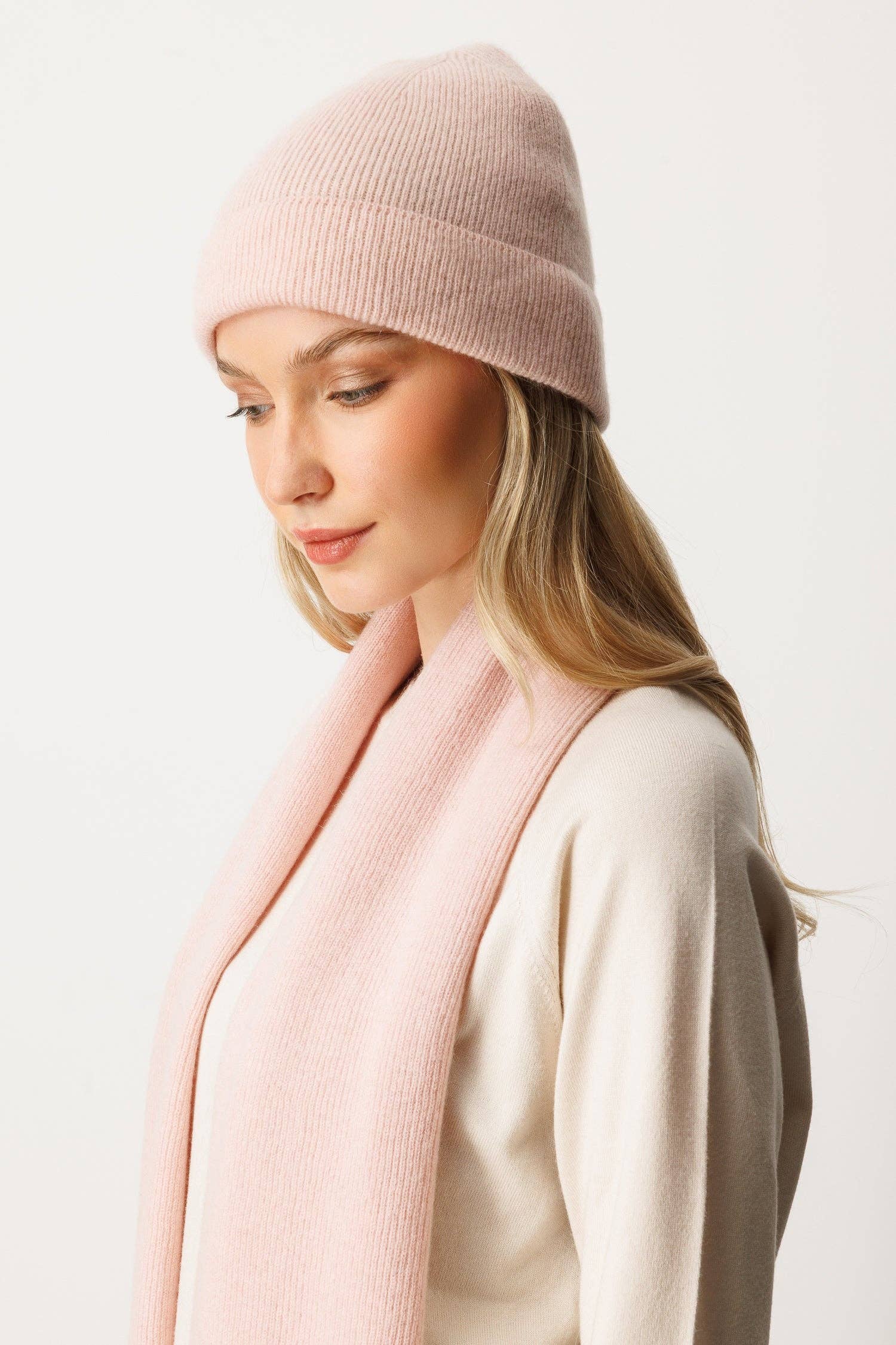 Mohair&Angora - Wholesale Beanie - Women's - Cashmere Beanie&Scarf Set - Pink2