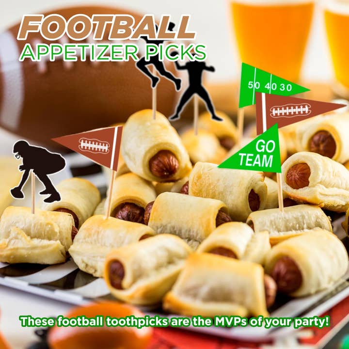 4E's Novelty - Wholesale Cake/Cupcake Topper - 96 Pack Football Cupcake Toppers in 12 Styles6
