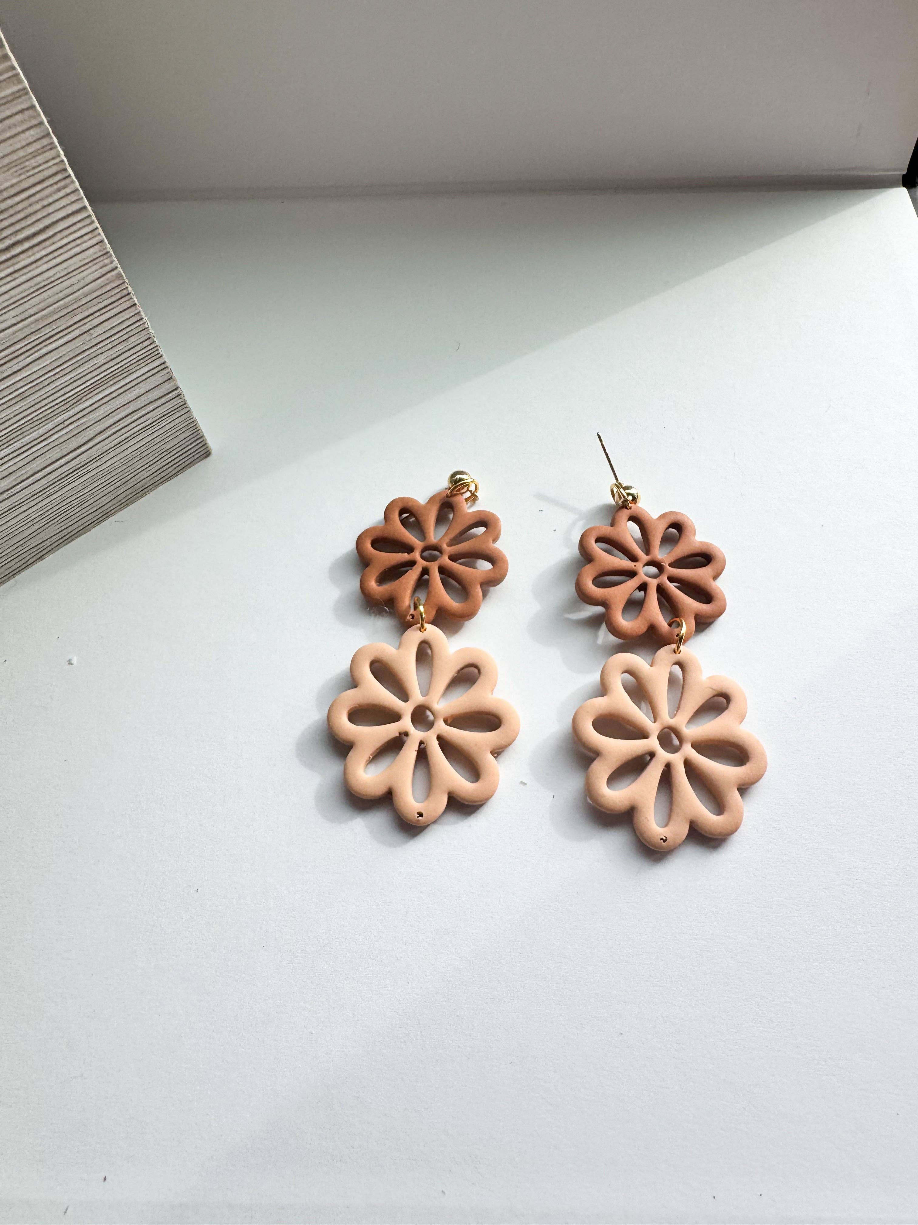 Mountain Made Clay - Handmade Polymer Clay Earrings - Wholesale Dangle Earrings - Sweet Bloom: Layered Floral Dangles0