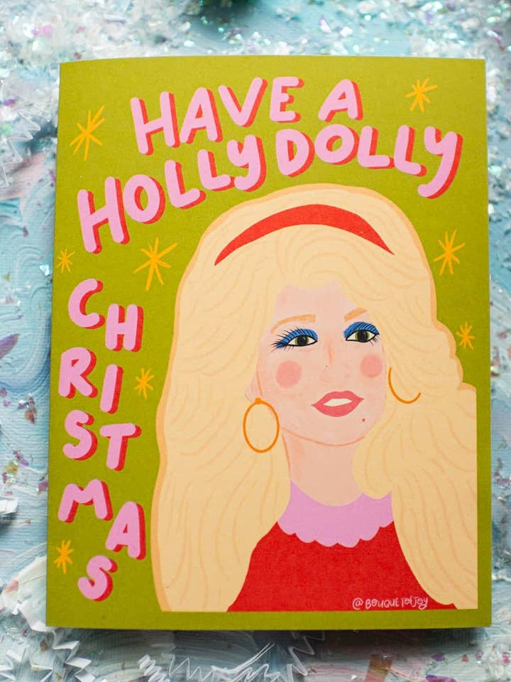 Holly Dolly Christmas Card for wholesale by Bouquet of Joy