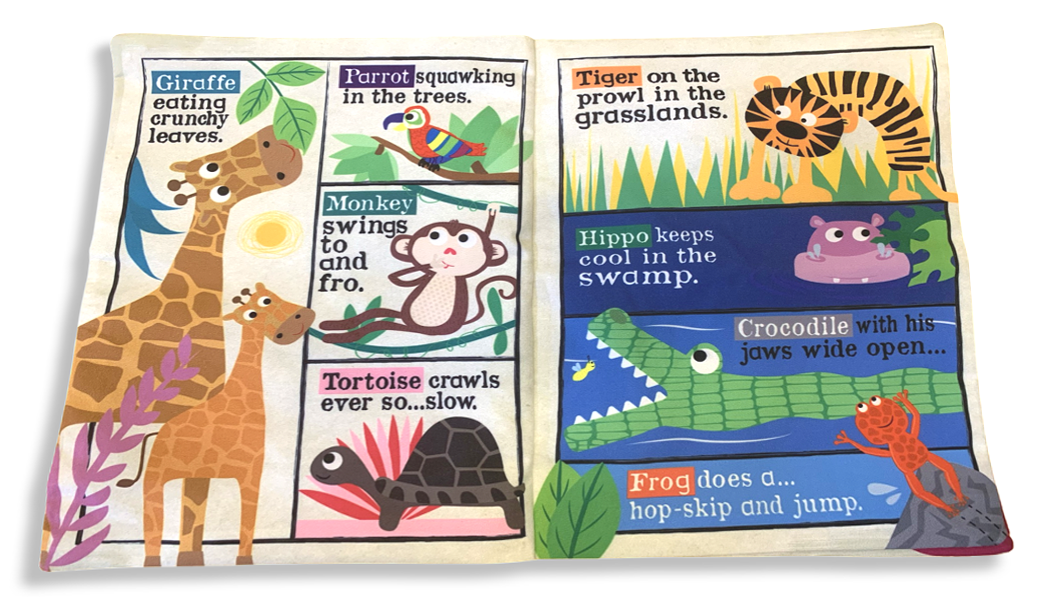 Jo & Nic's Crinkly Cloth Books – wholesale Baby & Toddler Book (0-2) – Nursery Times Crinkly Newspaper - Safari Animals1