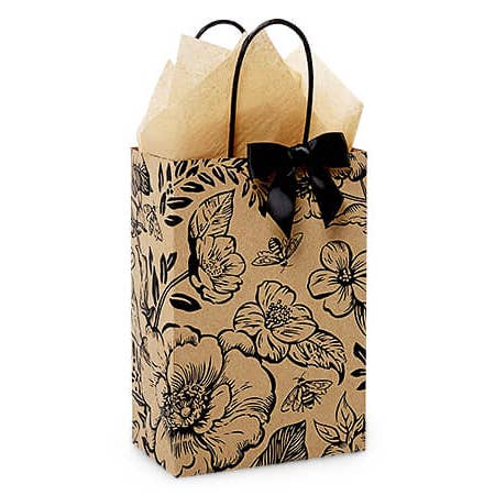 Nashville Wraps - Wholesale Gift Bag - Timeless Floral Kraft Paper Retail Gift Bags