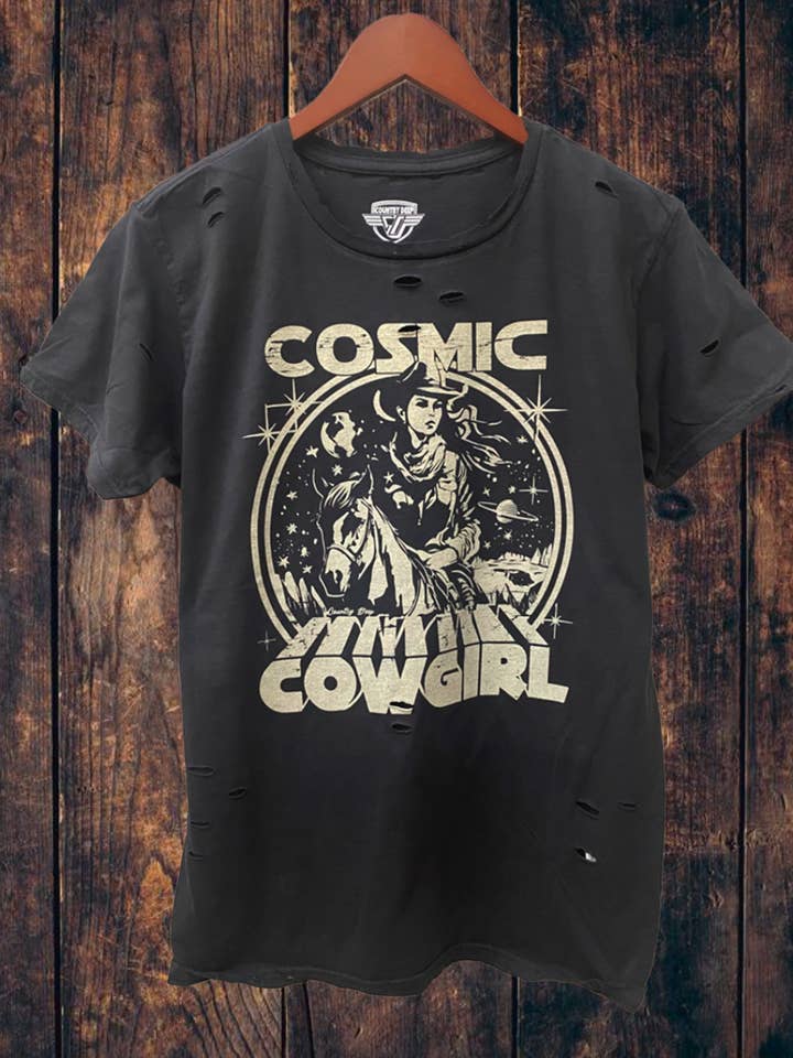 Cosmic Cowgril Distressed T-shirt (Copy) (Copy) for wholesale by Country Deep Apparel