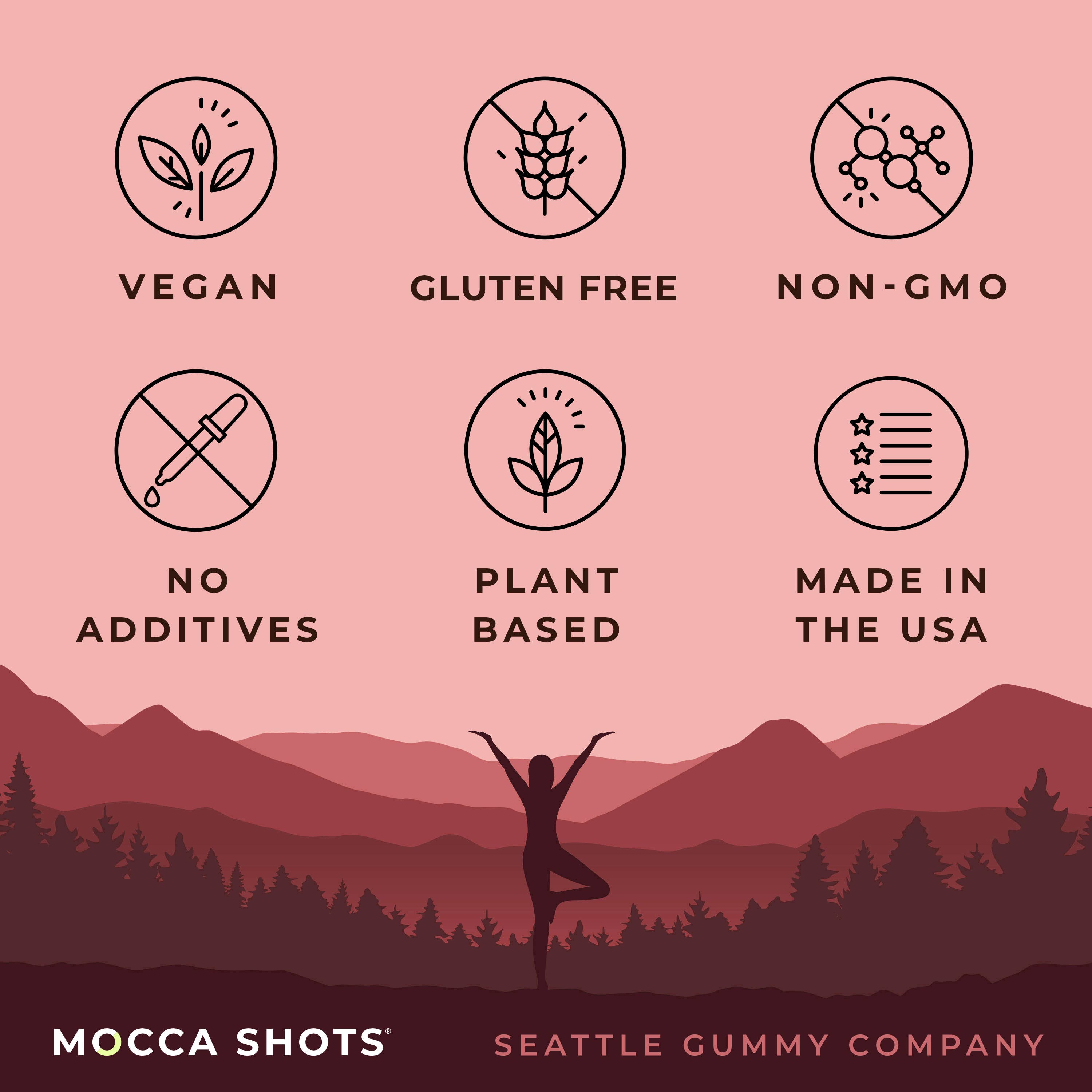 Seattle Gummy Company - Vente Supplément oral/vitamine - Bonbons gélifiés Mocca Shots Energy SANS SUCRE | Paquet de 12, fraises9