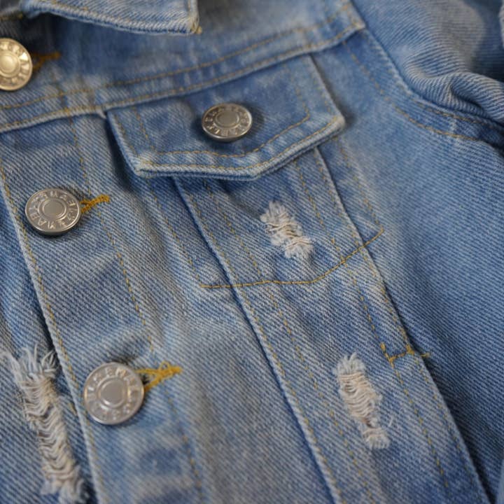 HAHA MAMA Clothing - Wholesale Denim Jacket - Kids - Distressed Denim Jean Jacket - Infant